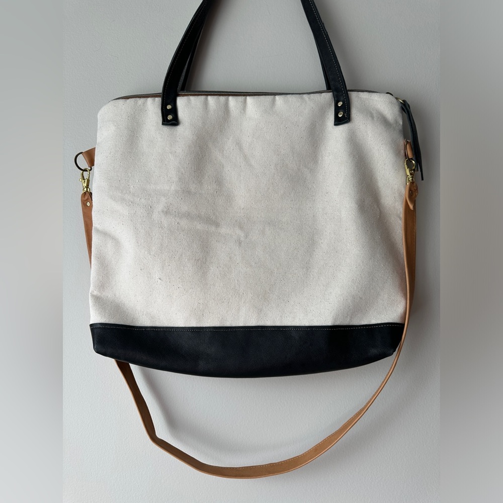 Melmax leather and canvas tote bag - Picture 9 of 15